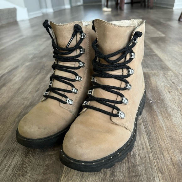 Sorel NL3701-251 Lennox Lace Sandy Tan Leather Boots - Picture 3 of 10